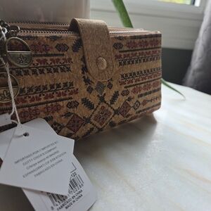 Patterned Tan and Brown Wallet